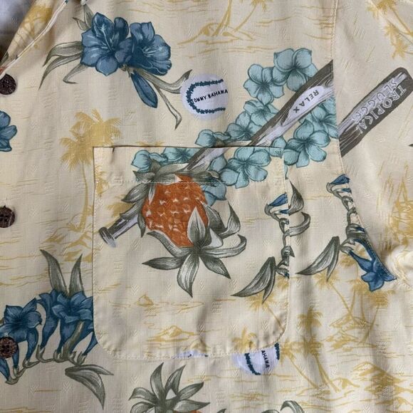 Tommy Bahama "Island Rookie" Silk Shirt Men's Medium Baseball hawaiian - Picture 2 of 8